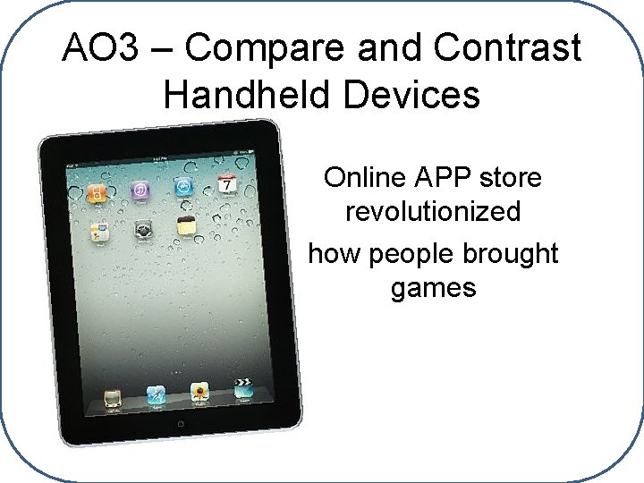 AO 3 – Compare and Contrast Handheld Devices Online APP store revolutionized how people