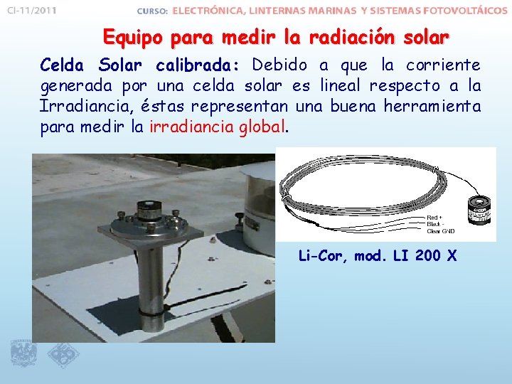 Equipo para medir la radiación solar Celda Solar calibrada: Debido a que la corriente