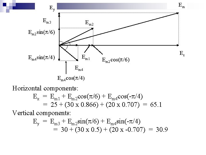 Em Ey Em 3 Em 2 sin( /6) Em 4 sin( /4) Em 1