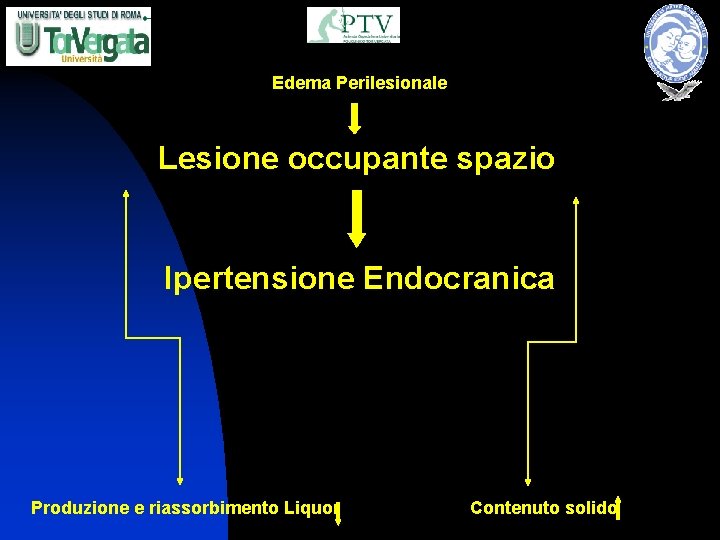 Edema Perilesionale Lesione occupante spazio Ipertensione Endocranica Produzione e riassorbimento Liquor Contenuto solido 