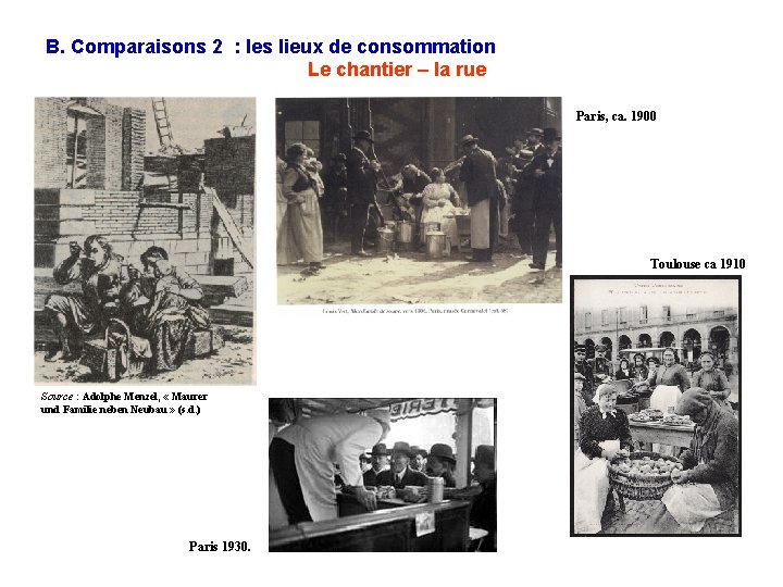 B. Comparaisons 2 : les lieux de consommation Le chantier – la rue Paris,