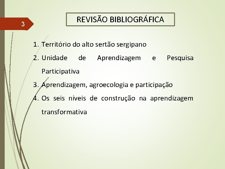 REVISÃO BIBLIOGRÁFICA 3 1. Território do alto sertão sergipano 2. Unidade de Aprendizagem e