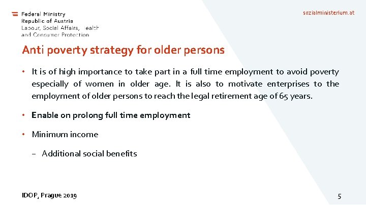 sozialministerium. at Anti poverty strategy for older persons • It is of high importance