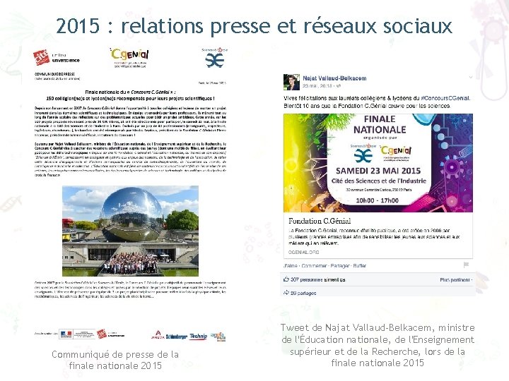 2015 : relations presse et réseaux sociaux Communiqué de presse de la finale nationale