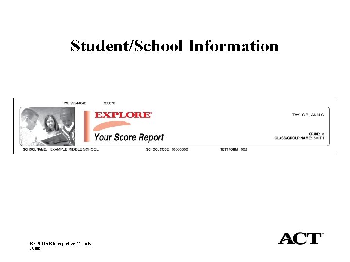 Student/School Information EXPLORE Interpretive Visuals 2/2008 