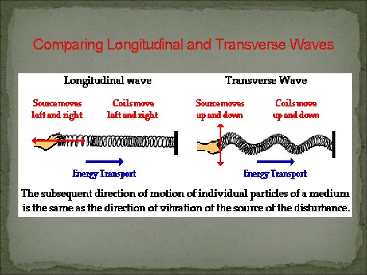 Comparing Longitudinal and Transverse Waves Comparing Longitudinal and Transverse Waves