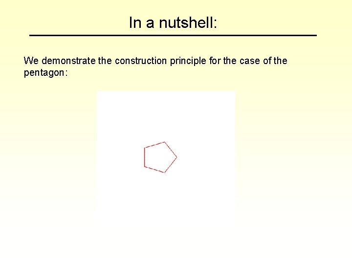 In a nutshell: We demonstrate the construction principle for the case of the pentagon: