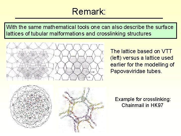 Remark: With the same mathematical tools one can also describe the surface lattices of
