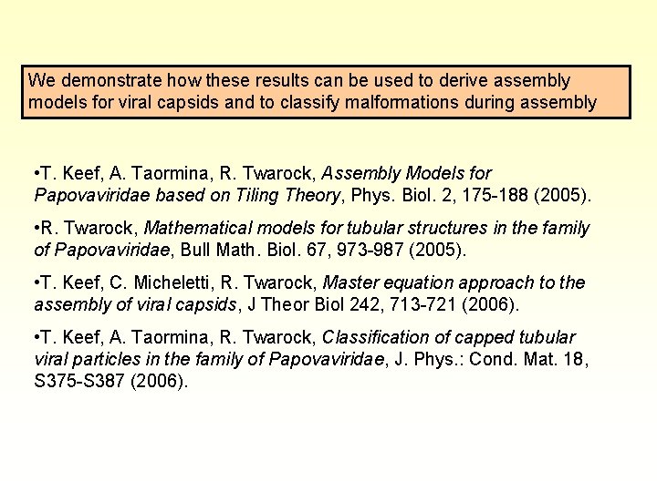 We demonstrate how these results can be used to derive assembly models for viral