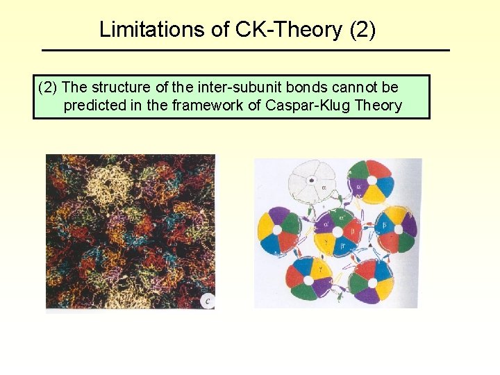 Limitations of CK-Theory (2) The structure of the inter-subunit bonds cannot be predicted in