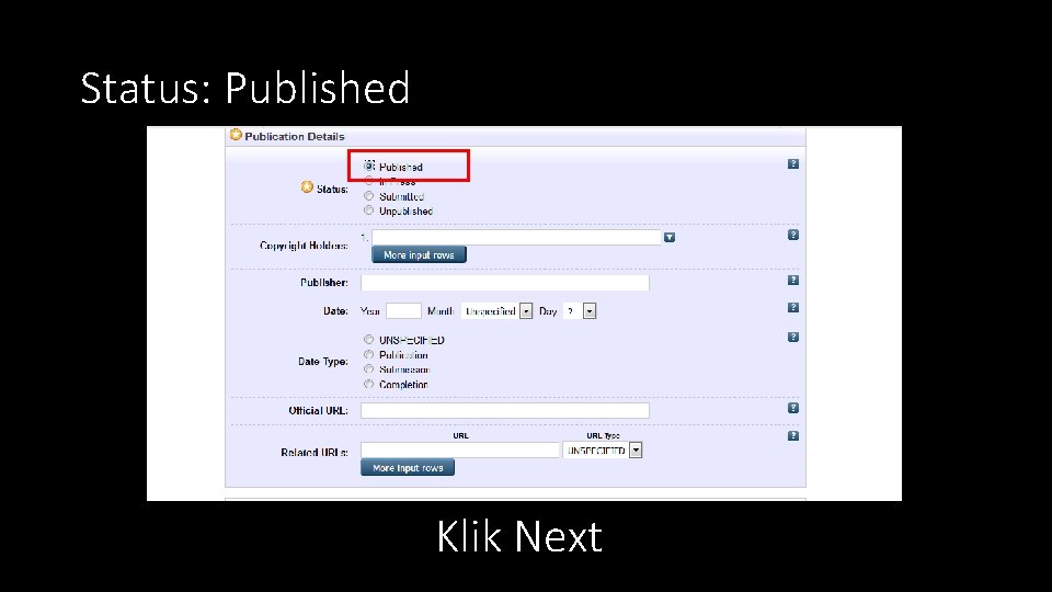 Status: Published Klik Next 