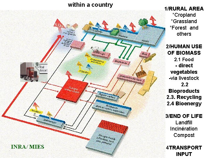 within a country 1/RURAL AREA *Cropland *Grassland *Forest and others 2/HUMAN USE OF BIOMASS