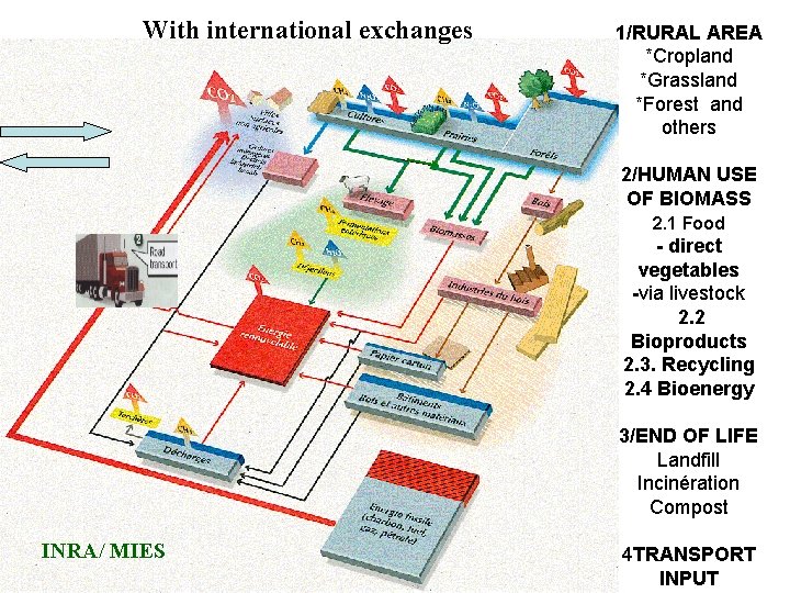 With international exchanges 1/RURAL AREA *Cropland *Grassland *Forest and others 2/HUMAN USE OF BIOMASS