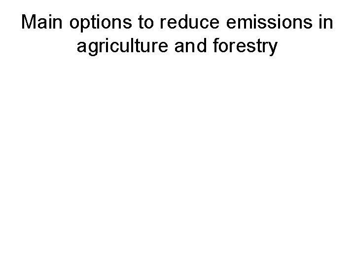 Main options to reduce emissions in agriculture and forestry 