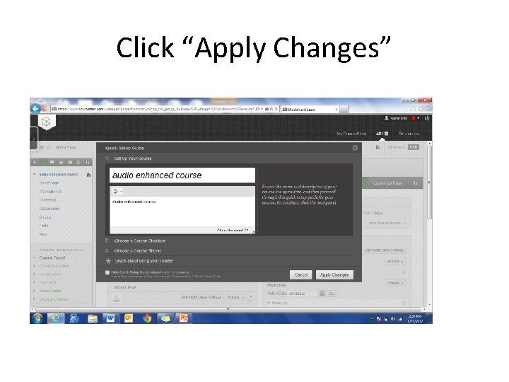 Click “Apply Changes” 