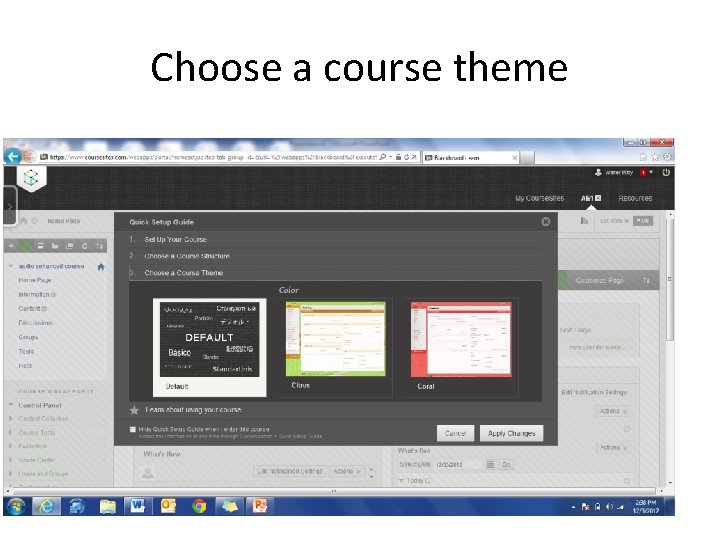 Choose a course theme 