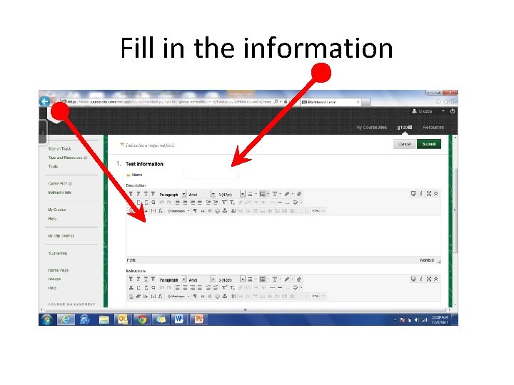 Fill in the information 