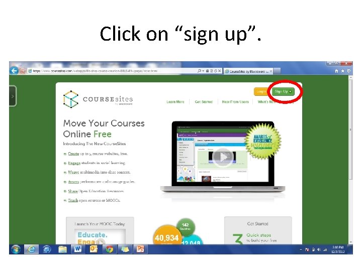 Click on “sign up”. 