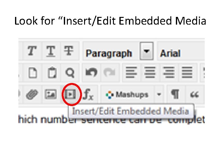 Look for “Insert/Edit Embedded Media 