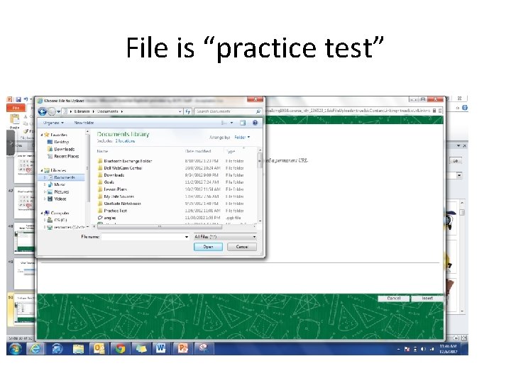 File is “practice test” 