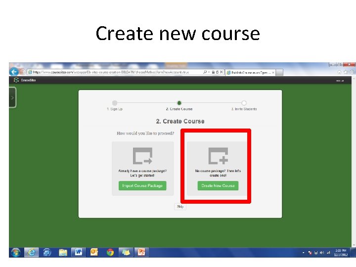 Create new course 