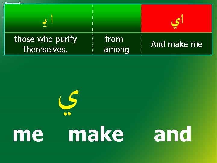  ﺍﻳ ﺍﻱ those who purify themselves. from among And make me ﻱ me