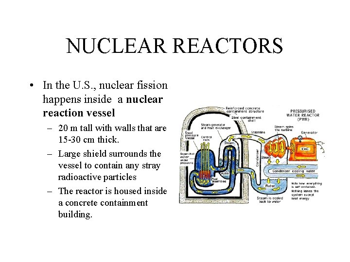 NUCLEAR REACTORS • In the U. S. , nuclear fission happens inside a nuclear