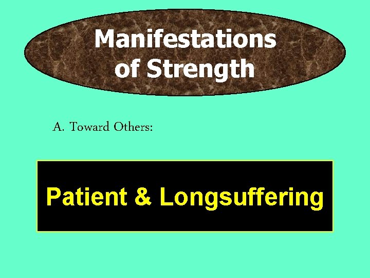 Manifestations of Strength A. Toward Others: Patient & Longsuffering 
