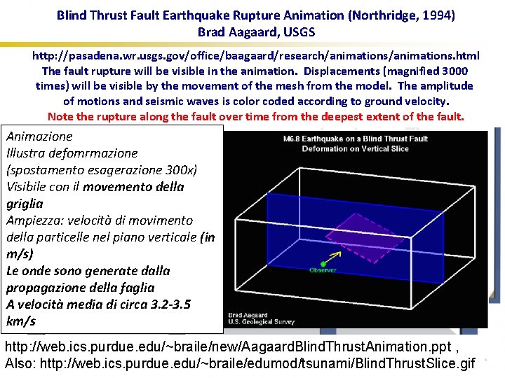 Blind Thrust Fault Earthquake Rupture Animation (Northridge, 1994) Brad Aagaard, USGS http: //pasadena. wr.