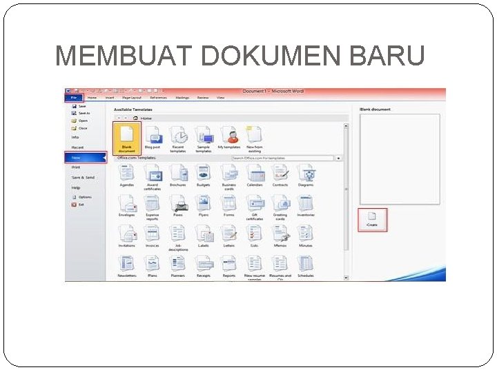 MEMBUAT DOKUMEN BARU MEMBUAT DOKUMEN BARU