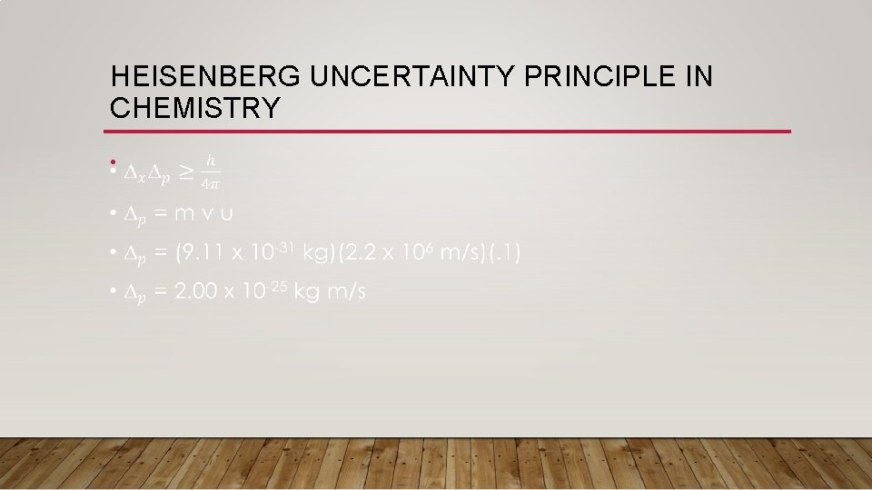 HEISENBERG UNCERTAINTY PRINCIPLE IN CHEMISTRY • 