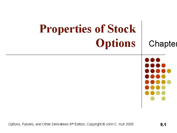 Properties of Stock Options, Futures, and Other Derivatives 6 th Edition, Copyright © John