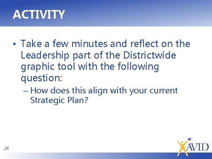 ACTIVITY • Take a few minutes and reflect on the Leadership part of the