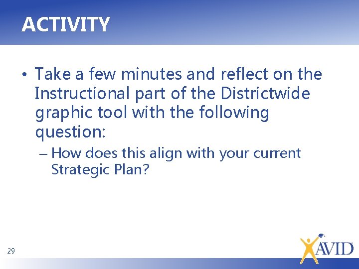 ACTIVITY • Take a few minutes and reflect on the Instructional part of the