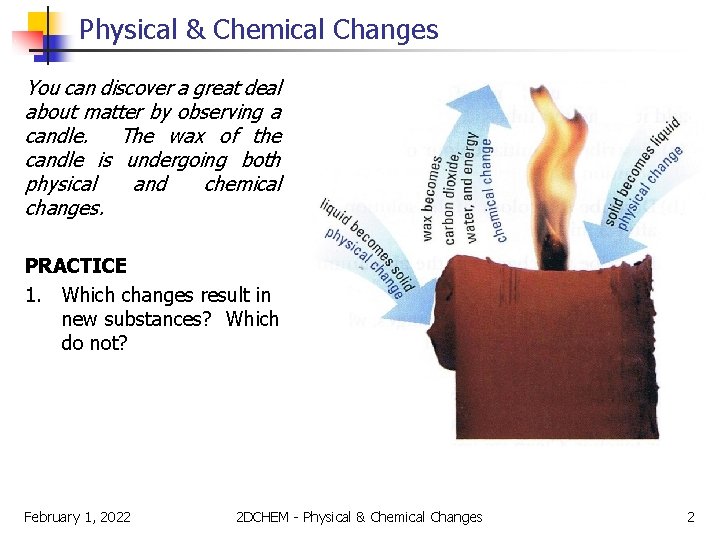 Physical & Chemical Changes You can discover a great deal about matter by observing