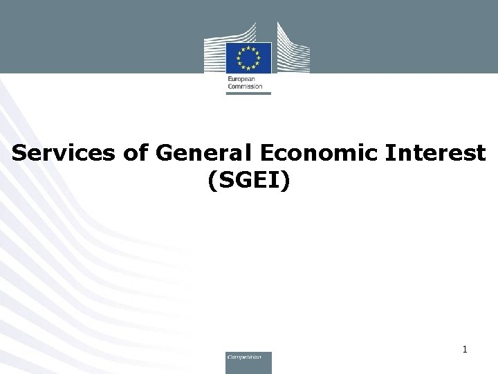 Services of General Economic Interest (SGEI) 1 