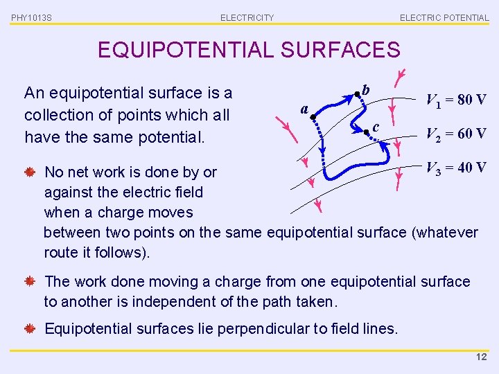 PHY 1013 S ELECTRICITY ELECTRIC POTENTIAL EQUIPOTENTIAL SURFACES An equipotential surface is a collection