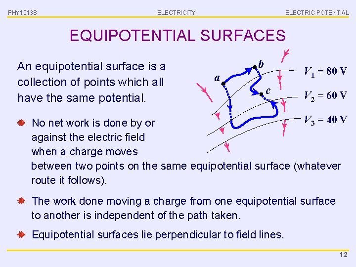 PHY 1013 S ELECTRICITY ELECTRIC POTENTIAL EQUIPOTENTIAL SURFACES An equipotential surface is a collection