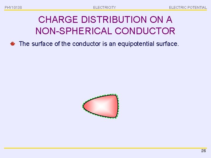 PHY 1013 S ELECTRICITY ELECTRIC POTENTIAL CHARGE DISTRIBUTION ON A NON-SPHERICAL CONDUCTOR The surface