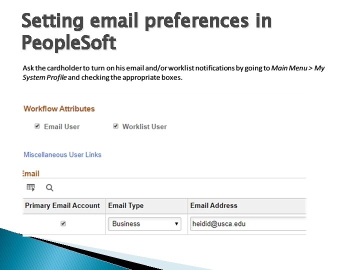 Setting email preferences in People. Soft 