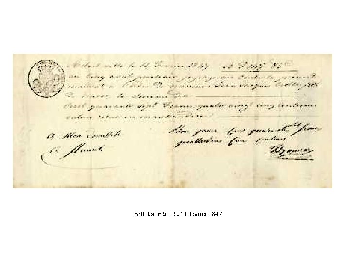 Billet à ordre du 11 février 1847 