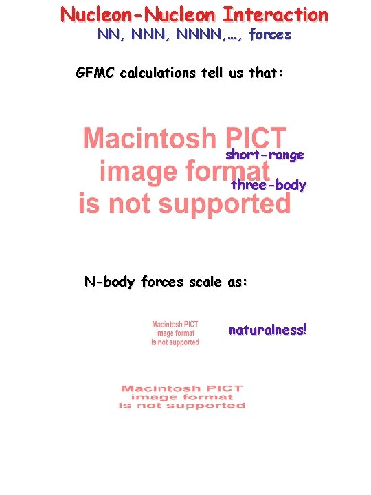 Nucleon-Nucleon Interaction NN, NNNN, …, forces GFMC calculations tell us that: short-range three-body N-body