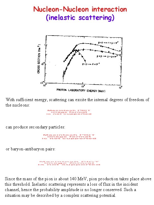 Nucleon-Nucleon interaction (inelastic scattering) With sufficient energy, scattering can excite the internal degrees of