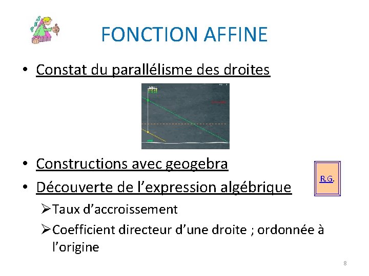 FONCTION AFFINE • Constat du parallélisme des droites • Constructions avec geogebra • Découverte