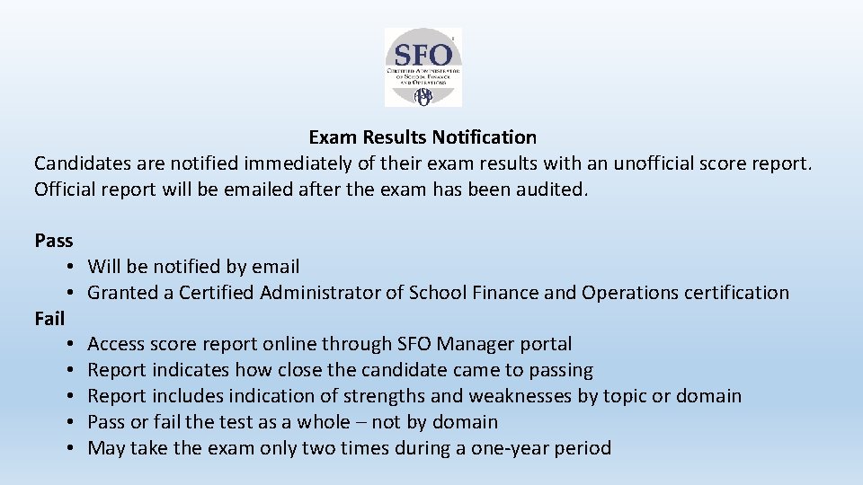 Exam Results Notification Candidates are notified immediately of their exam results with an unofficial