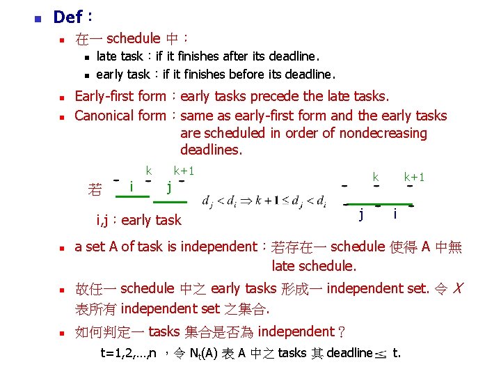 n Def： n 在一 schedule 中： n n late task：if it finishes after its