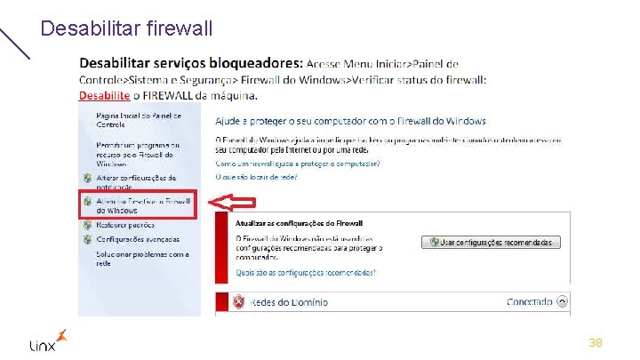 Desabilitar firewall 38 