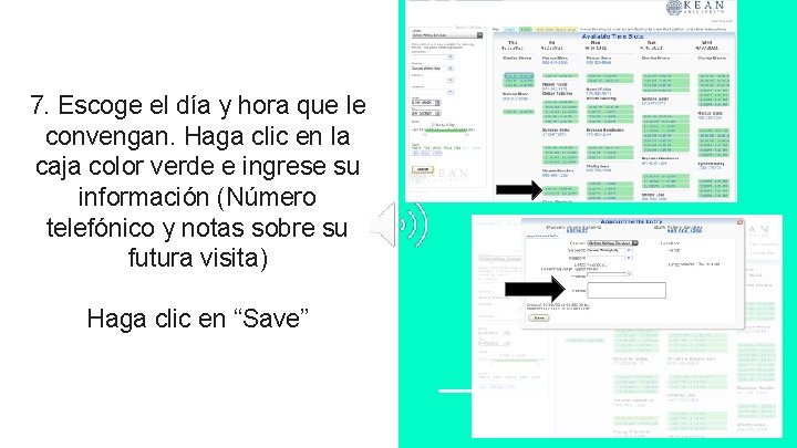 7. Escoge el día y hora que le convengan. Haga clic en la caja