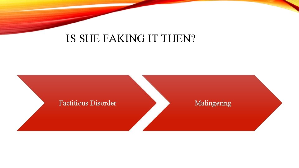 IS SHE FAKING IT THEN? Factitious Disorder Malingering 