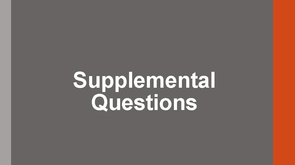 Supplemental Questions 